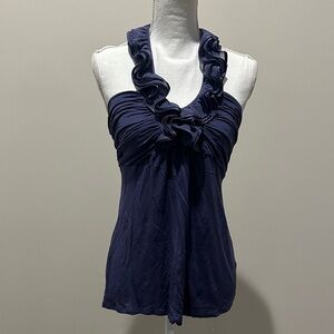 Chic Purple Ruffle Halter Blouse